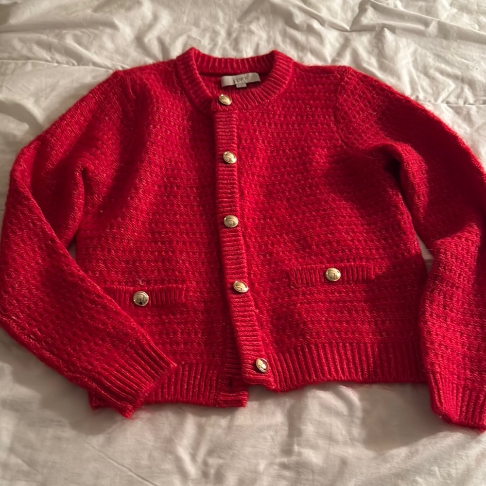 Red Button-Up Women's Sweater